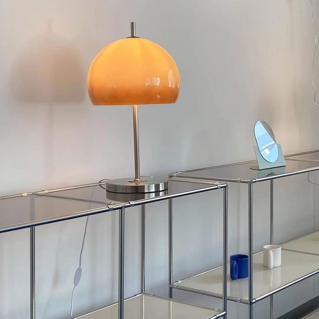 WINTHROP MUSHROOM-SHAPED AMBER LAMP