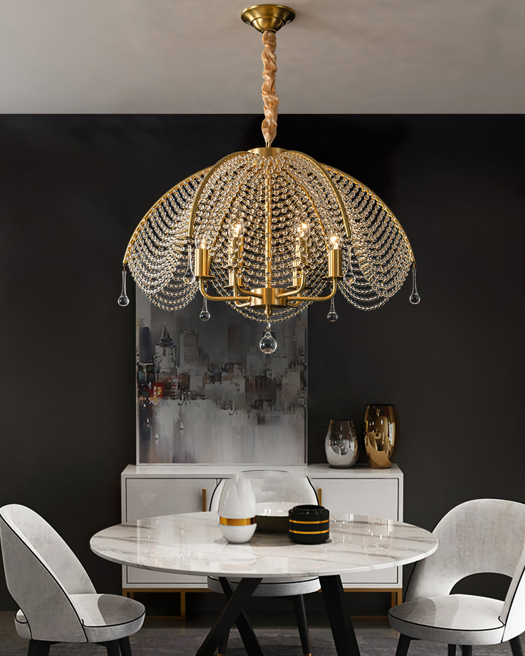 WINTHROP VINTAGE BRASS CANDLELIGHT CHANDELIER