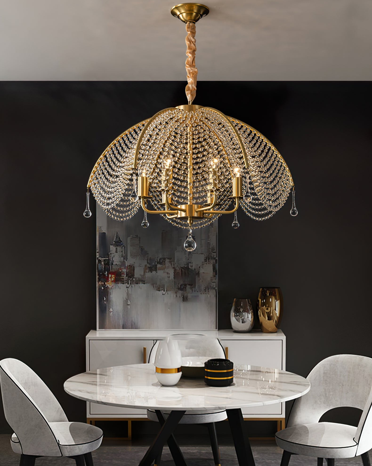 WINTHROP VINTAGE BRASS CANDLELIGHT CHANDELIER