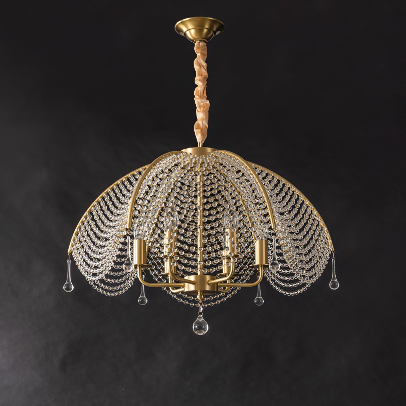 WINTHROP VINTAGE BRASS CANDLELIGHT CHANDELIER
