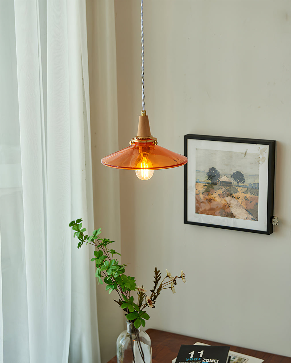 CARLISLE AMBER GLASS HANGING LANTERN