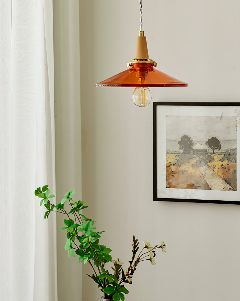 CARLISLE AMBER GLASS HANGING LANTERN