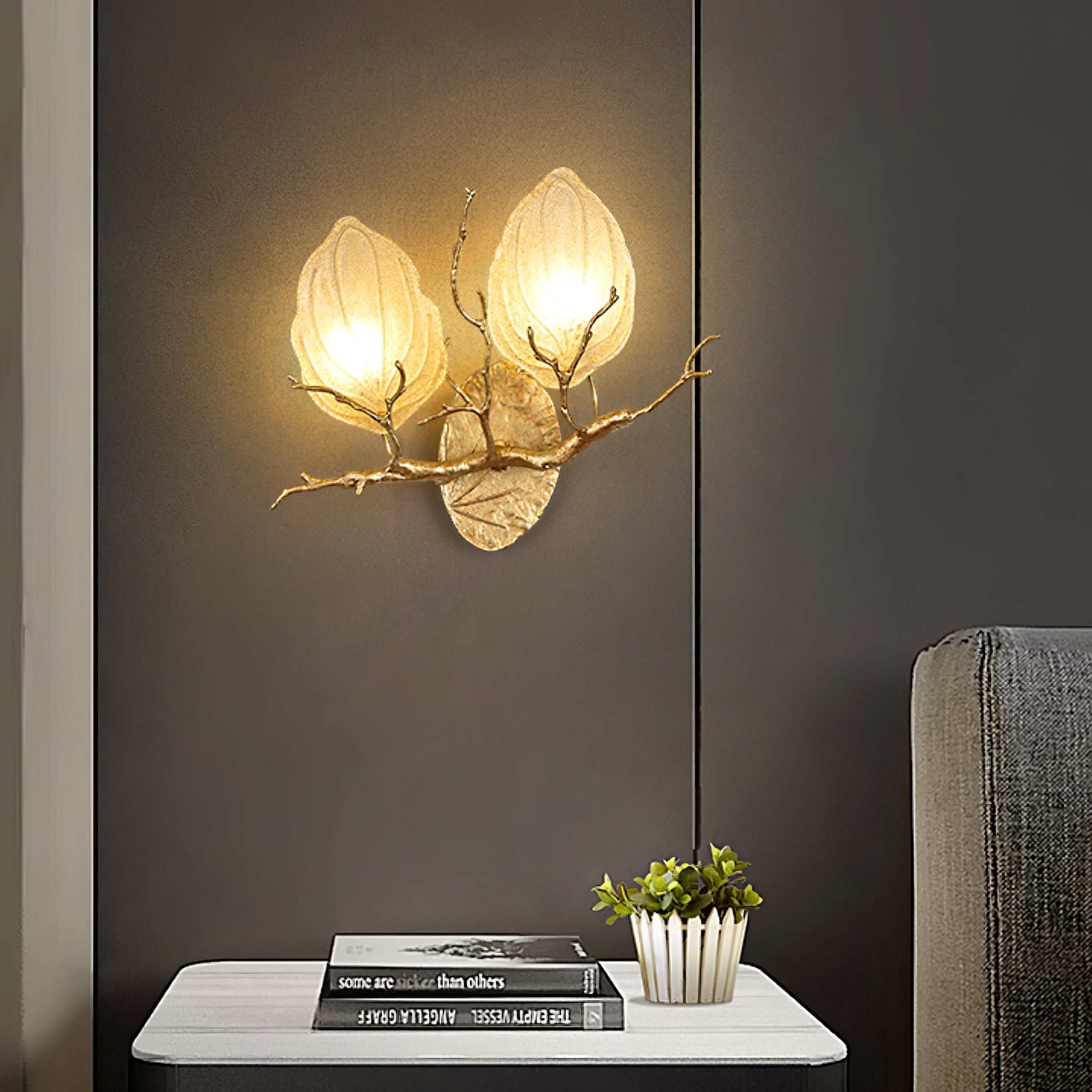 WHITBY LEAF EMBELLISHED WALL SCONCE