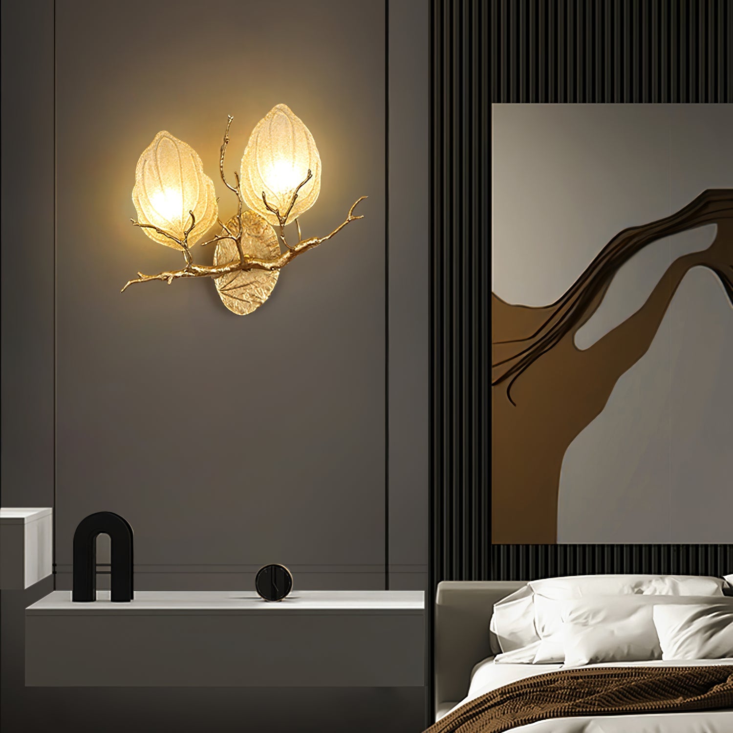WHITBY LEAF EMBELLISHED WALL SCONCE