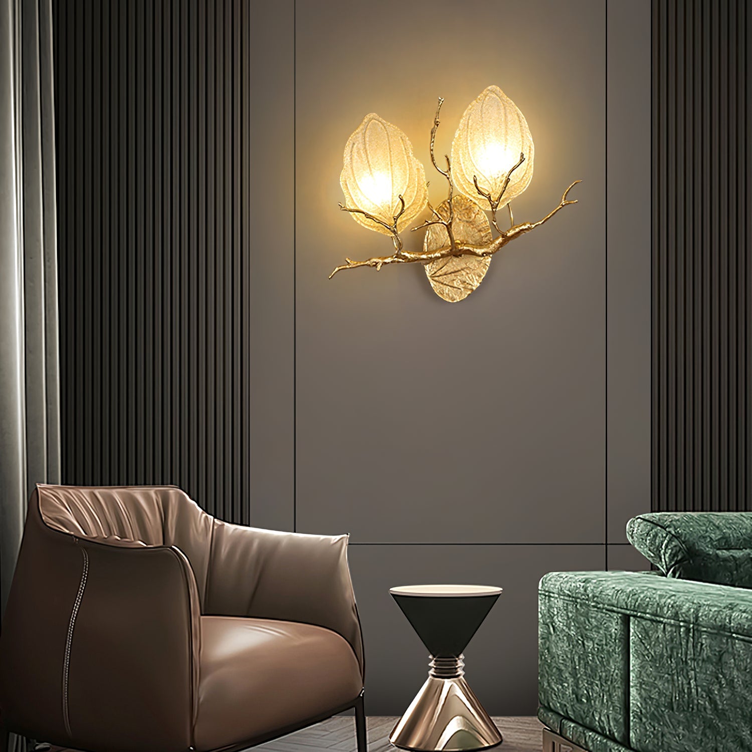 WHITBY LEAF EMBELLISHED WALL SCONCE