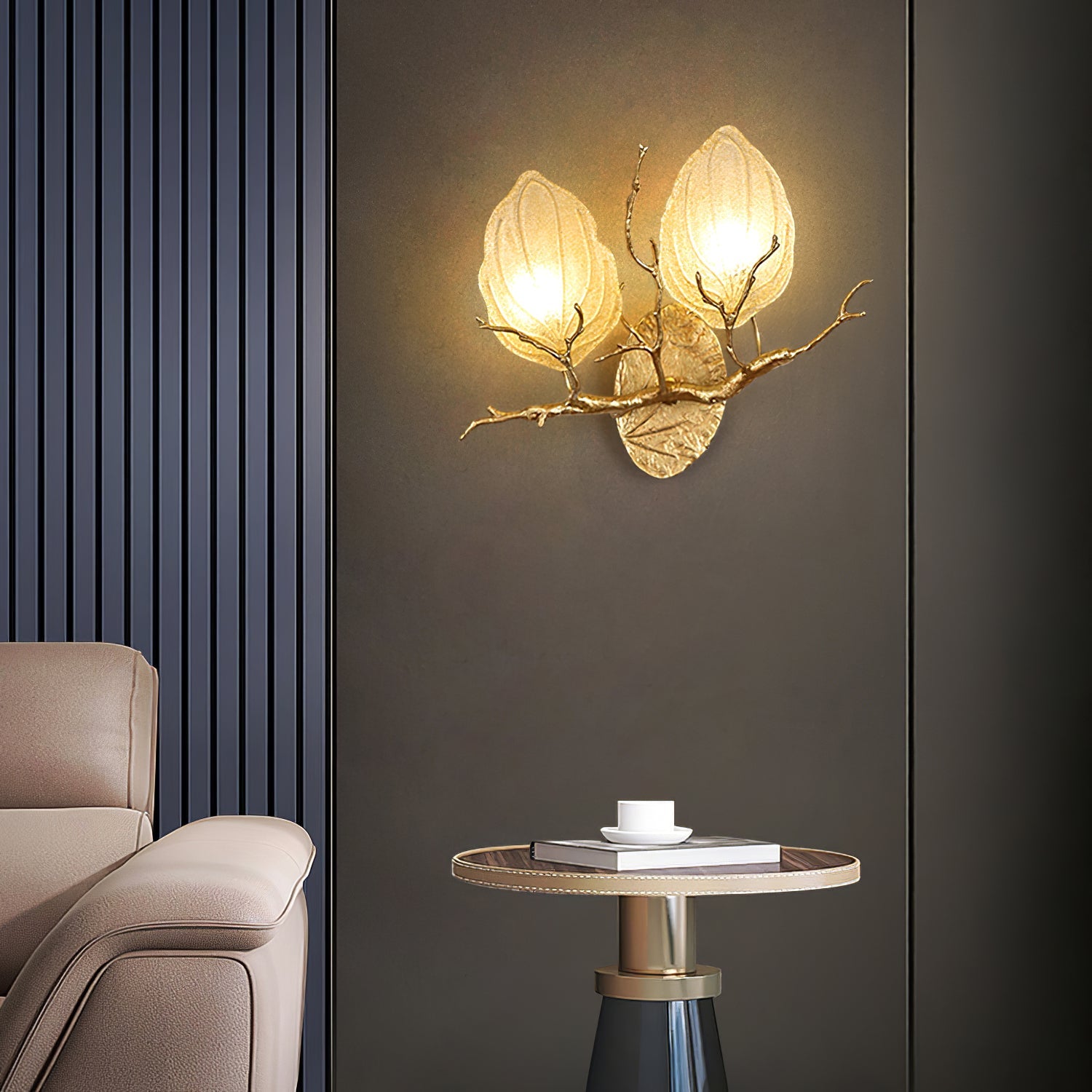 WHITBY LEAF EMBELLISHED WALL SCONCE