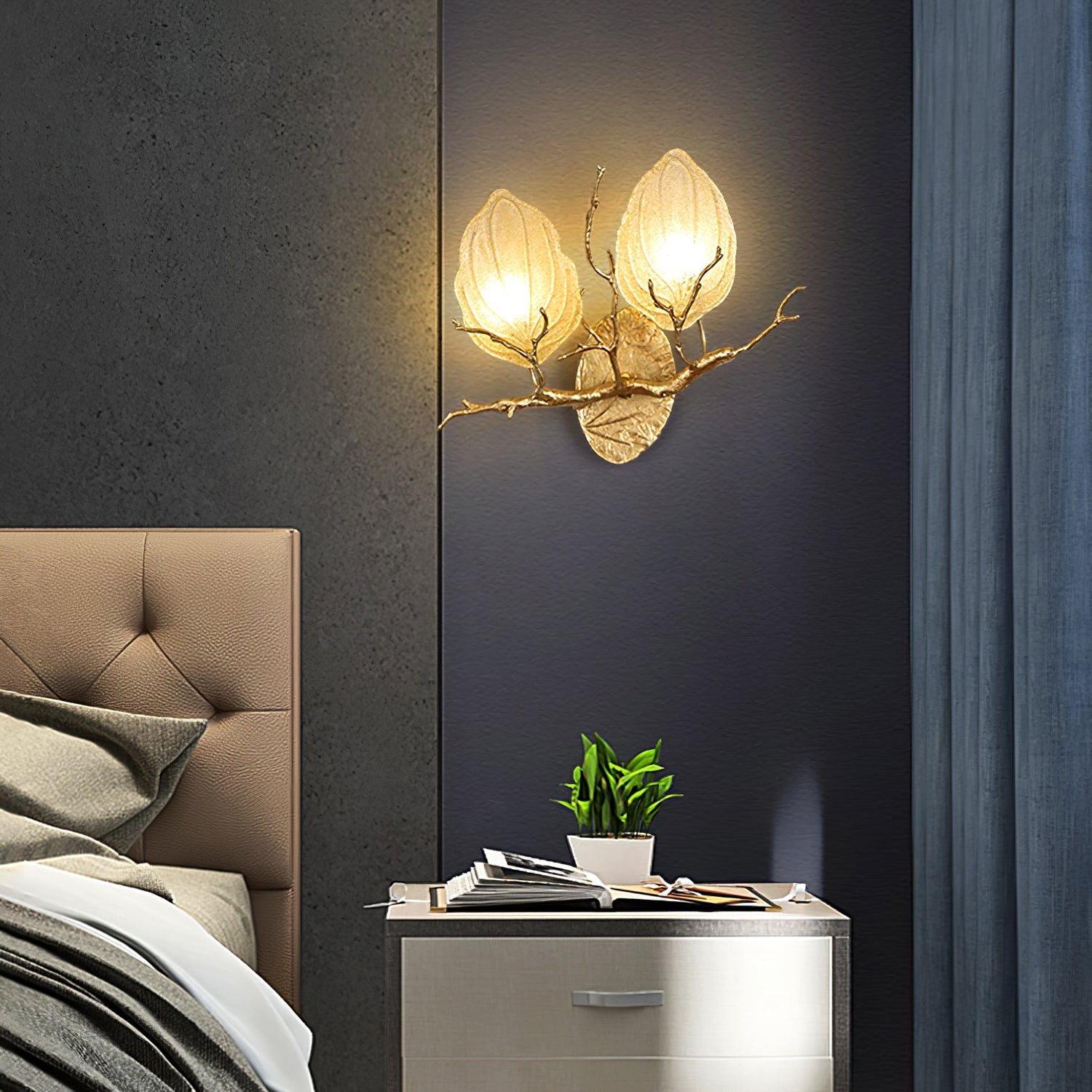 WHITBY LEAF EMBELLISHED WALL SCONCE