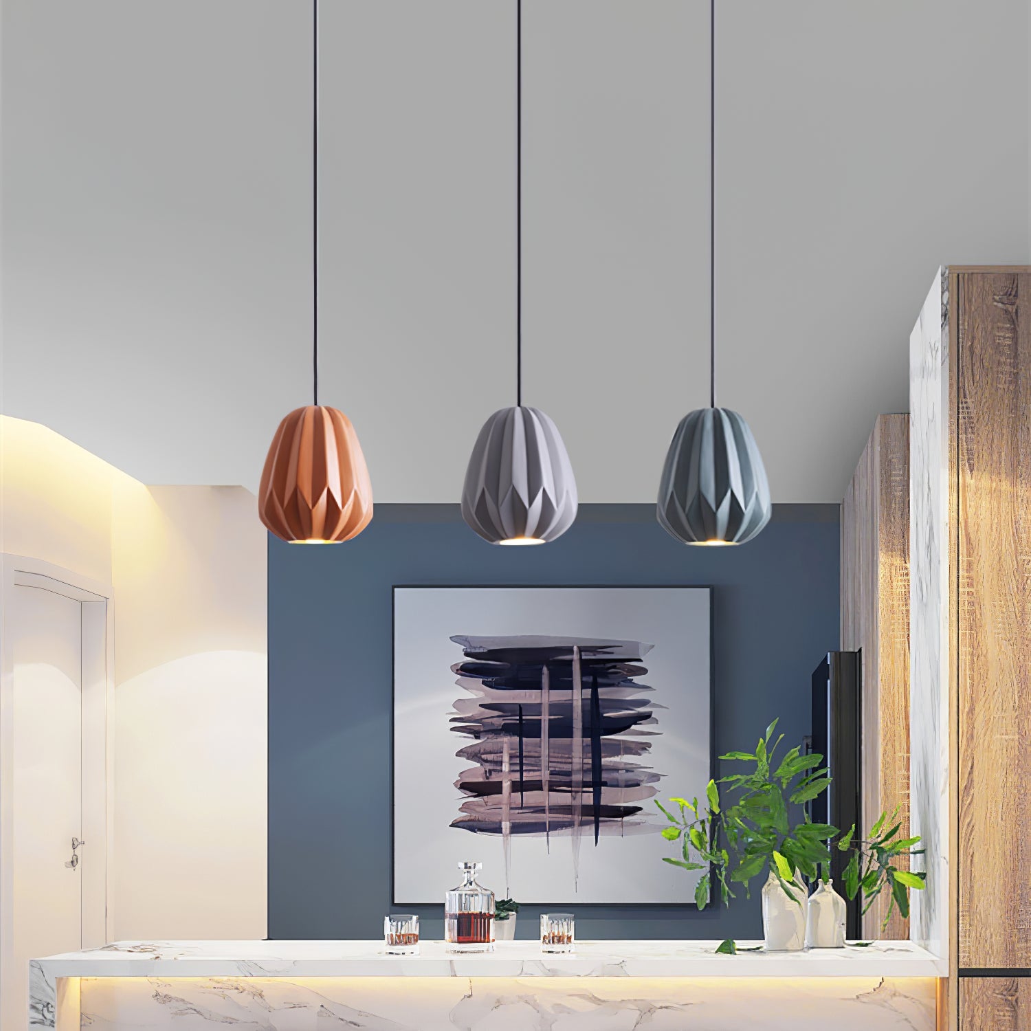 CORALINE AMBER RESIN HANGING LANTERN