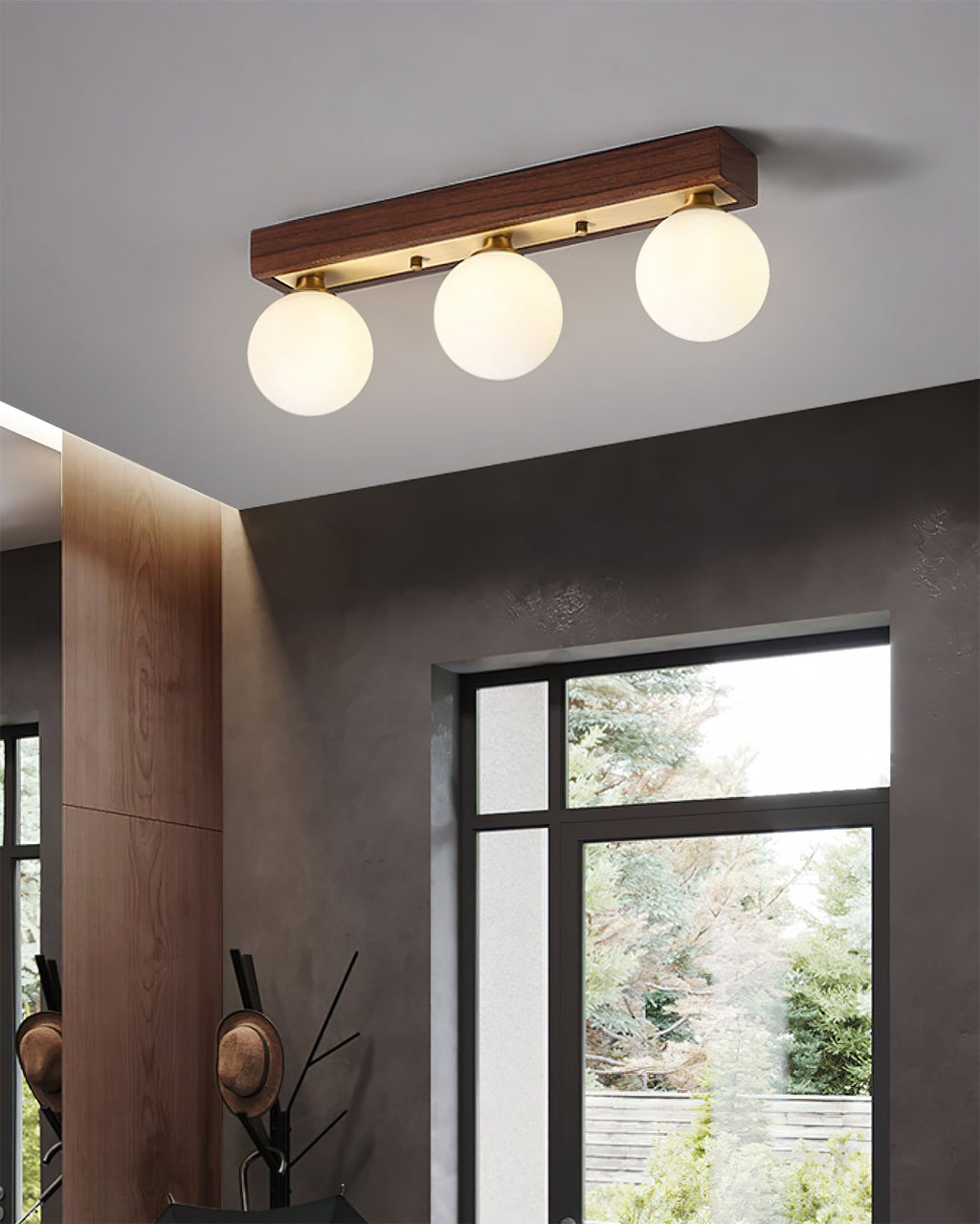 WINTHORPE RUSTIC WOODEN LANTERN CEILING FIXTURE
