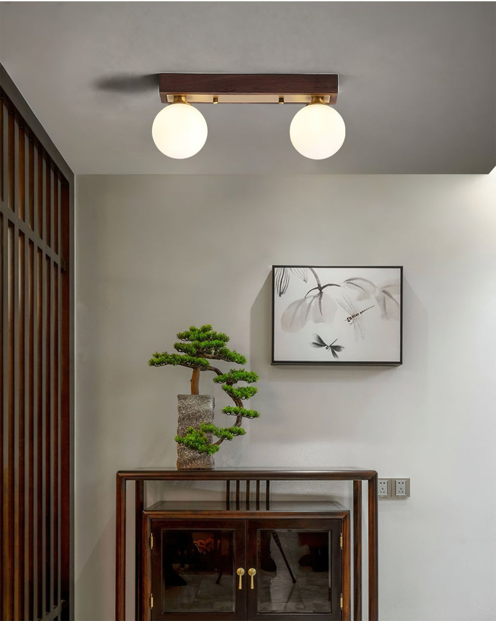 WINTHORPE RUSTIC WOODEN LANTERN CEILING FIXTURE
