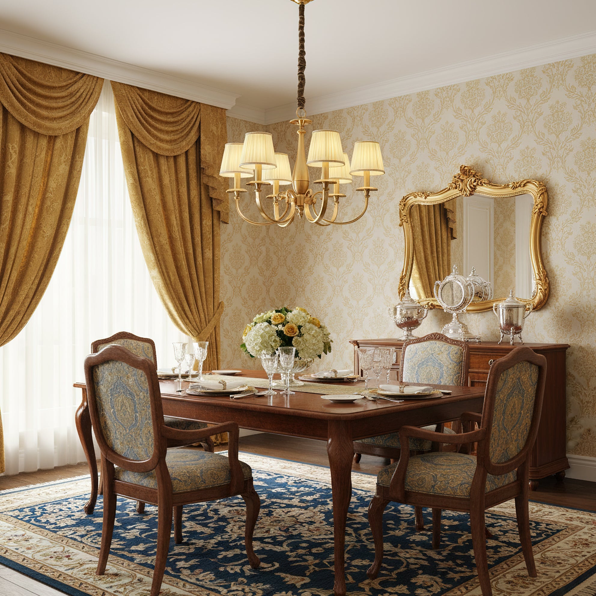 WINTHROP PLEATED BRASS CEILING LANTERN