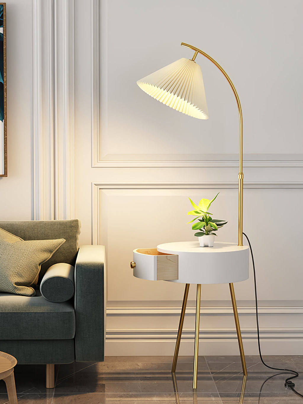 FENWICK TAILORED TEXTILE LAMP WITH STORAGE