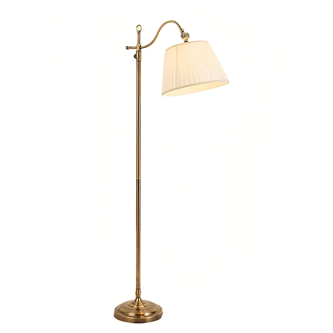 BRAMBLETON COPPER ARCHING LAMP WITH FABRIC SHADE