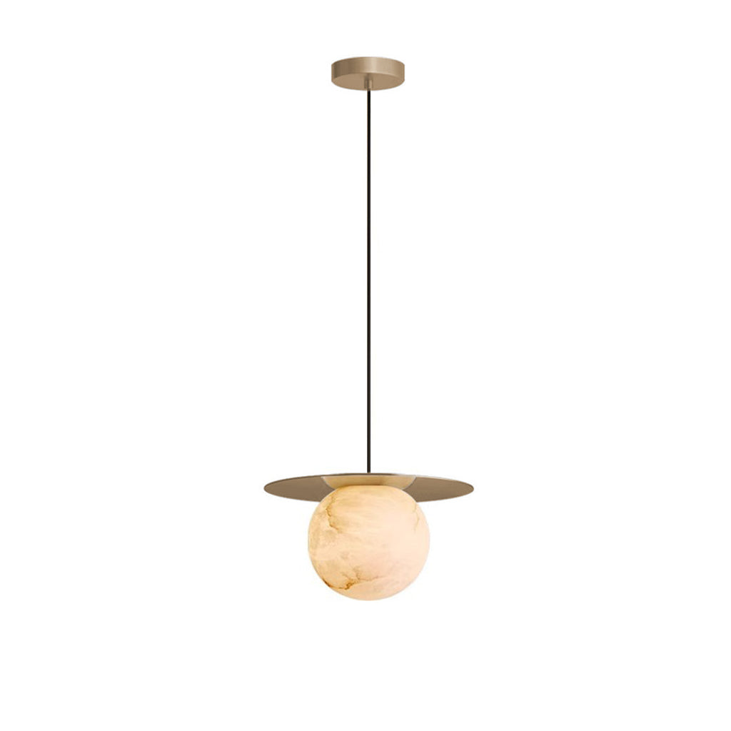 WINDSOR MARBLE ORB DINING LIGHT WITH COPPER ACCENTS