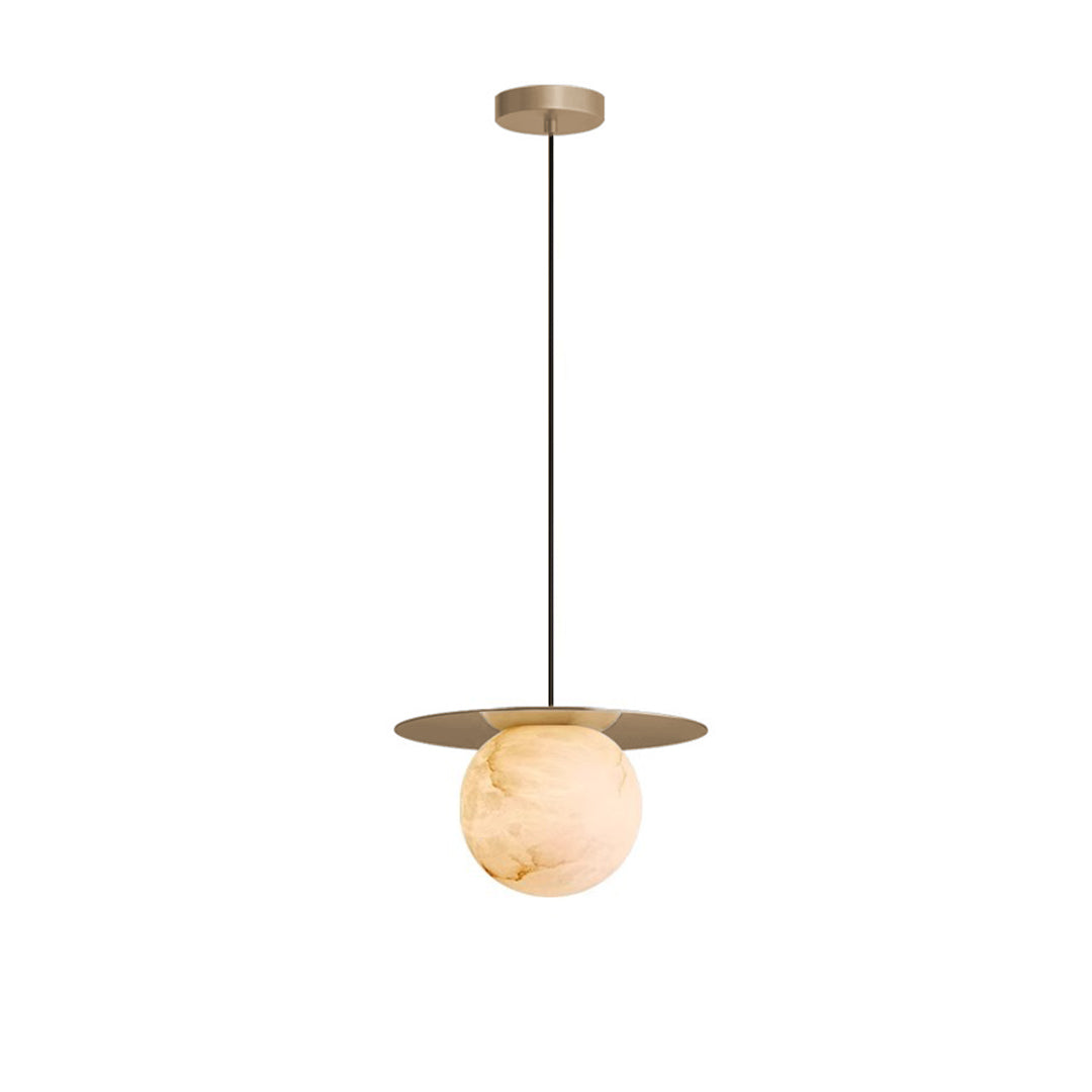 WINDSOR MARBLE ORB DINING LIGHT WITH COPPER ACCENTS
