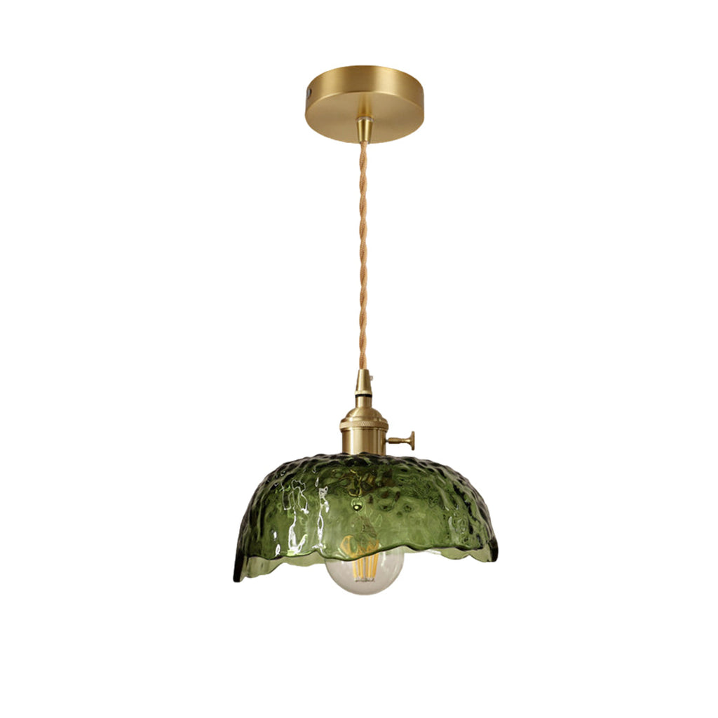 WINTERBOURNE HAMMERED GLASS AND BRASS HANGING LANTERN