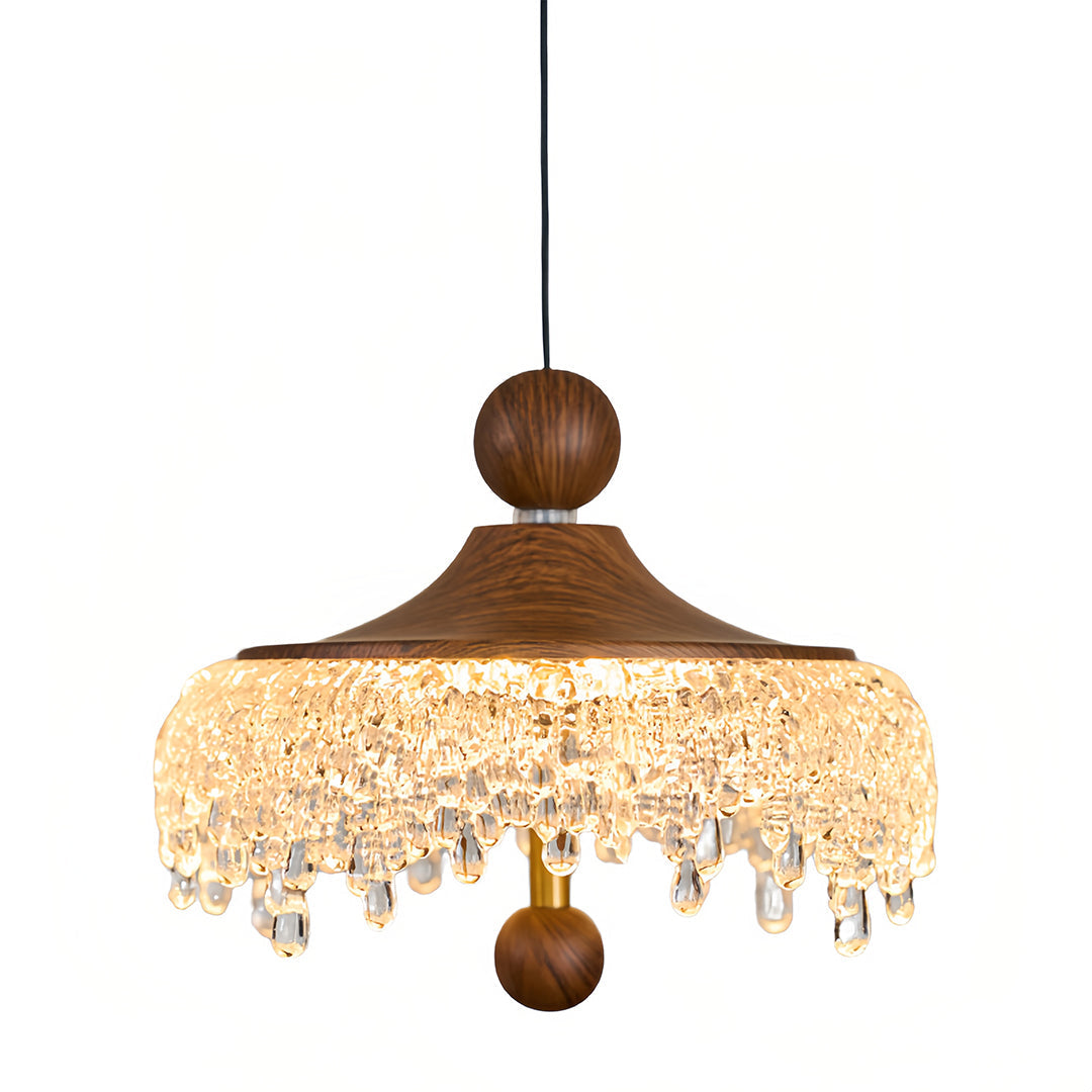 WINTHORPE WALNUT TEARDROP IRON CEILING LAMP