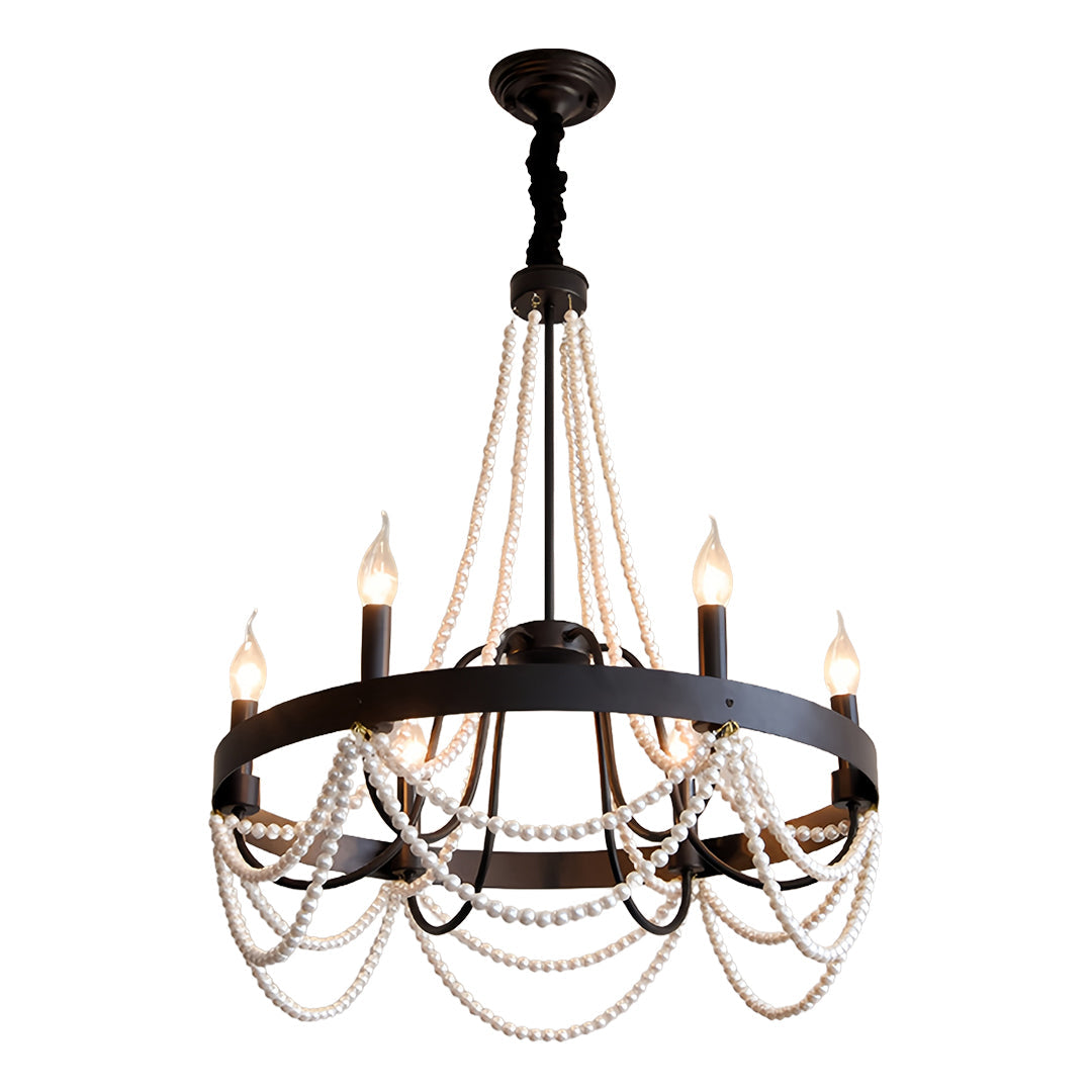 BELLEFONTE PEARL-ADORNED WROUGHT IRON CEILING LANTERN