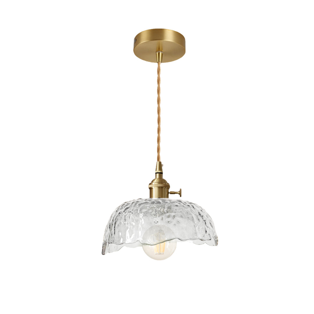 WINTERBOURNE HAMMERED GLASS AND BRASS HANGING LANTERN