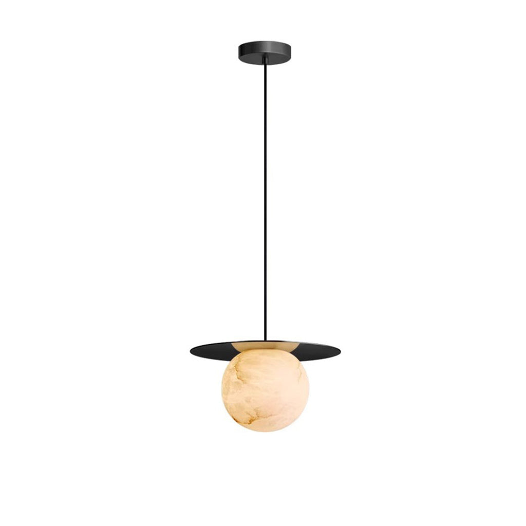 WINDSOR MARBLE ORB DINING LIGHT WITH COPPER ACCENTS