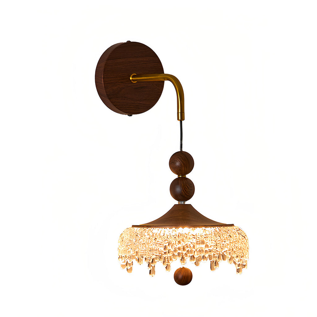 WINTHROP WALNUT WATERFALL WALL SCONCE WITH IRON FRAME