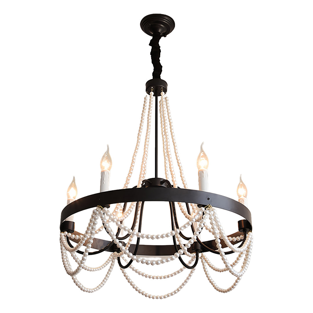 BELLEFONTE PEARL-ADORNED WROUGHT IRON CEILING LANTERN
