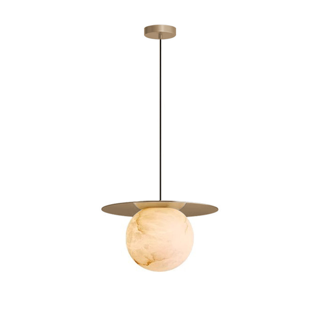 WINDSOR MARBLE ORB DINING LIGHT WITH COPPER ACCENTS
