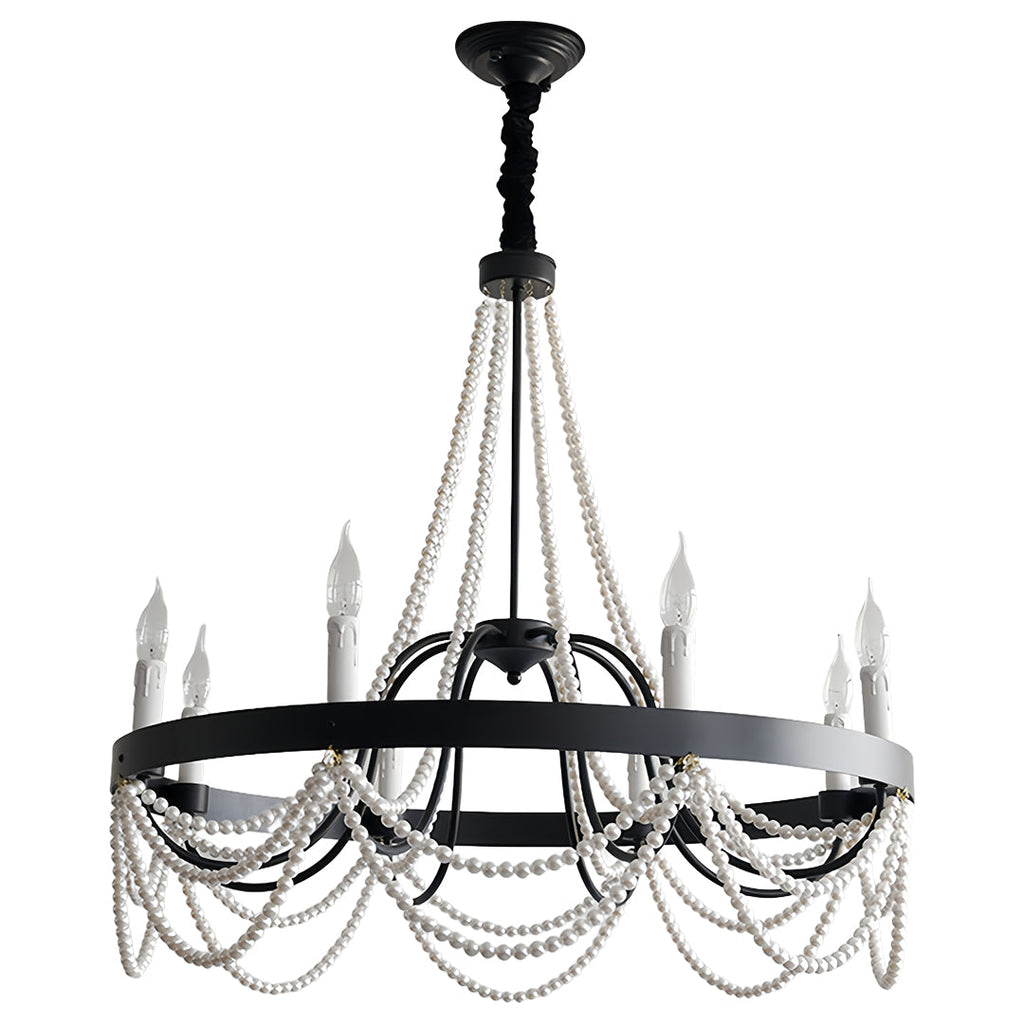 BELLEFONTE PEARL-ADORNED WROUGHT IRON CEILING LANTERN