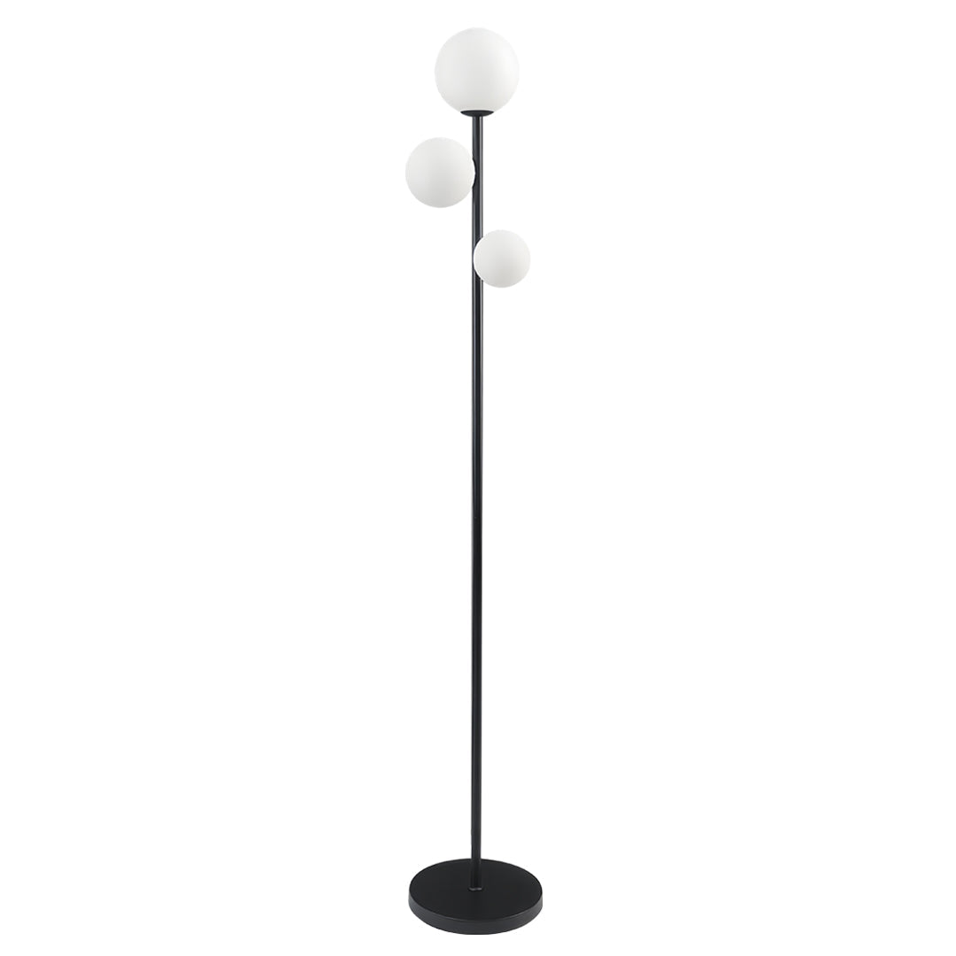 WINTHROP TRIO SPHERE FLOOR LIGHTING IN GILDED BLACK AND WHITE