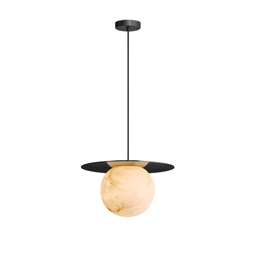 WINDSOR MARBLE ORB DINING LIGHT WITH COPPER ACCENTS