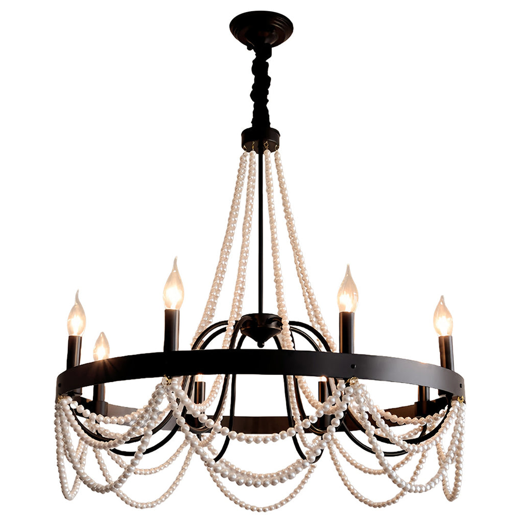 BELLEFONTE PEARL-ADORNED WROUGHT IRON CEILING LANTERN