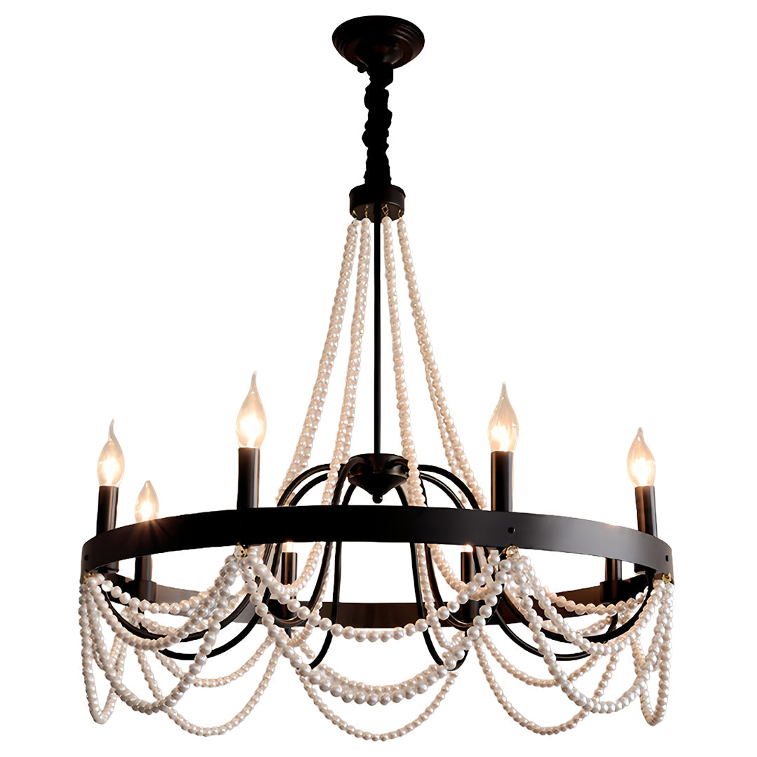 BELLEFONTE PEARL-ADORNED WROUGHT IRON CEILING LANTERN