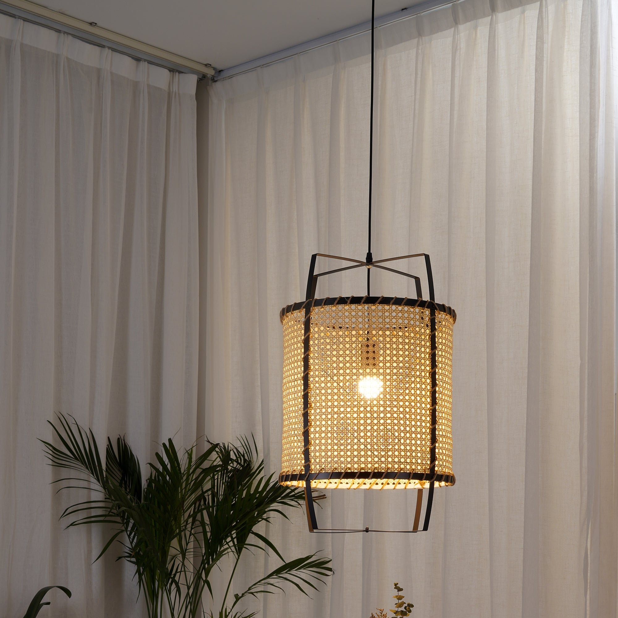 WINTHORPE WOVEN RATTAN CEILING LANTERN