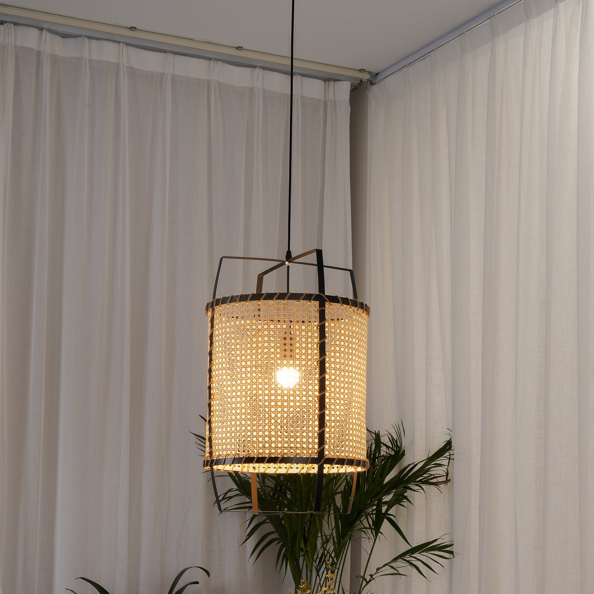WINTHORPE WOVEN RATTAN CEILING LANTERN