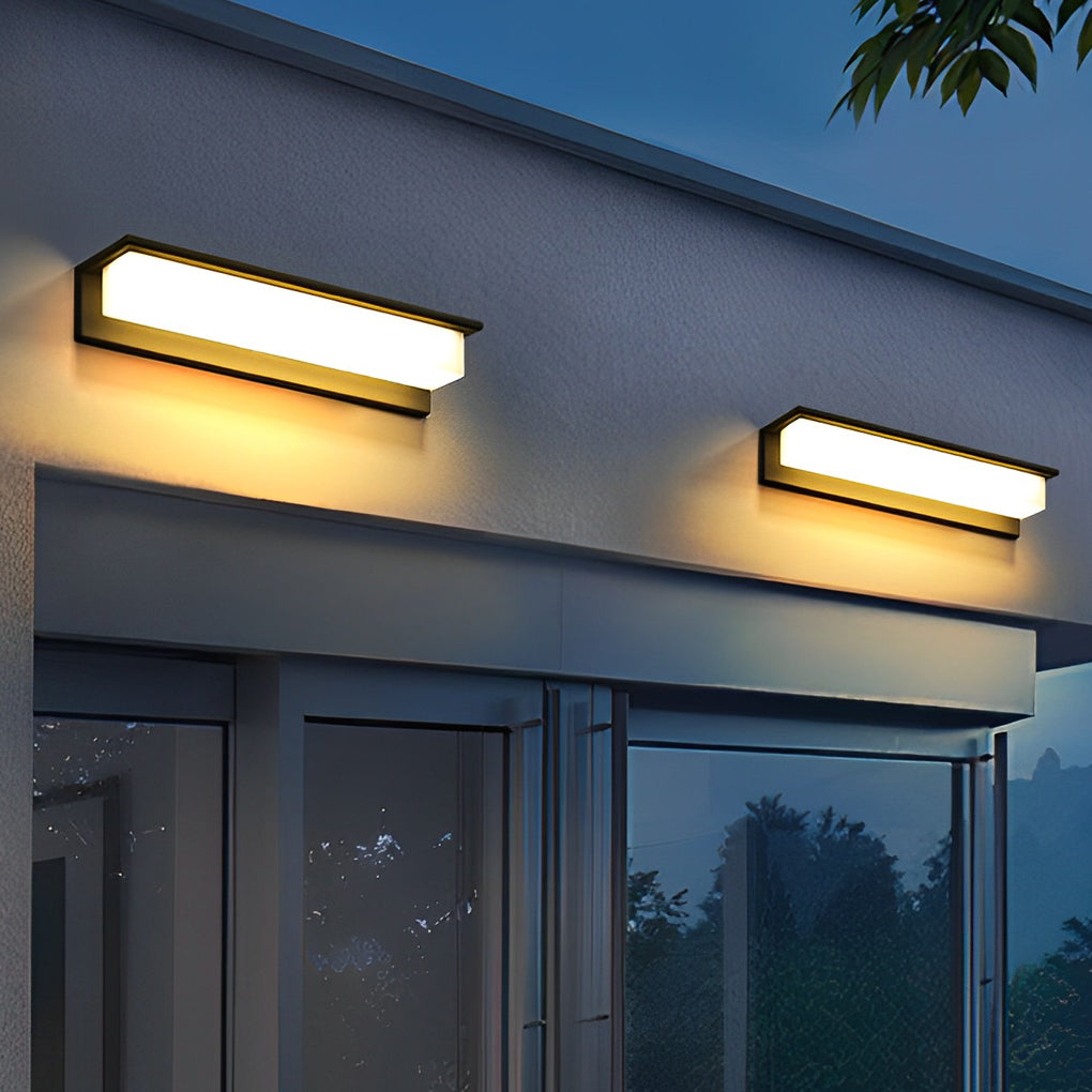 WINTHROP SOLAR-POWERED RECTANGULAR WALL SCONCE WITH WATER-RESISTANT DESIGN