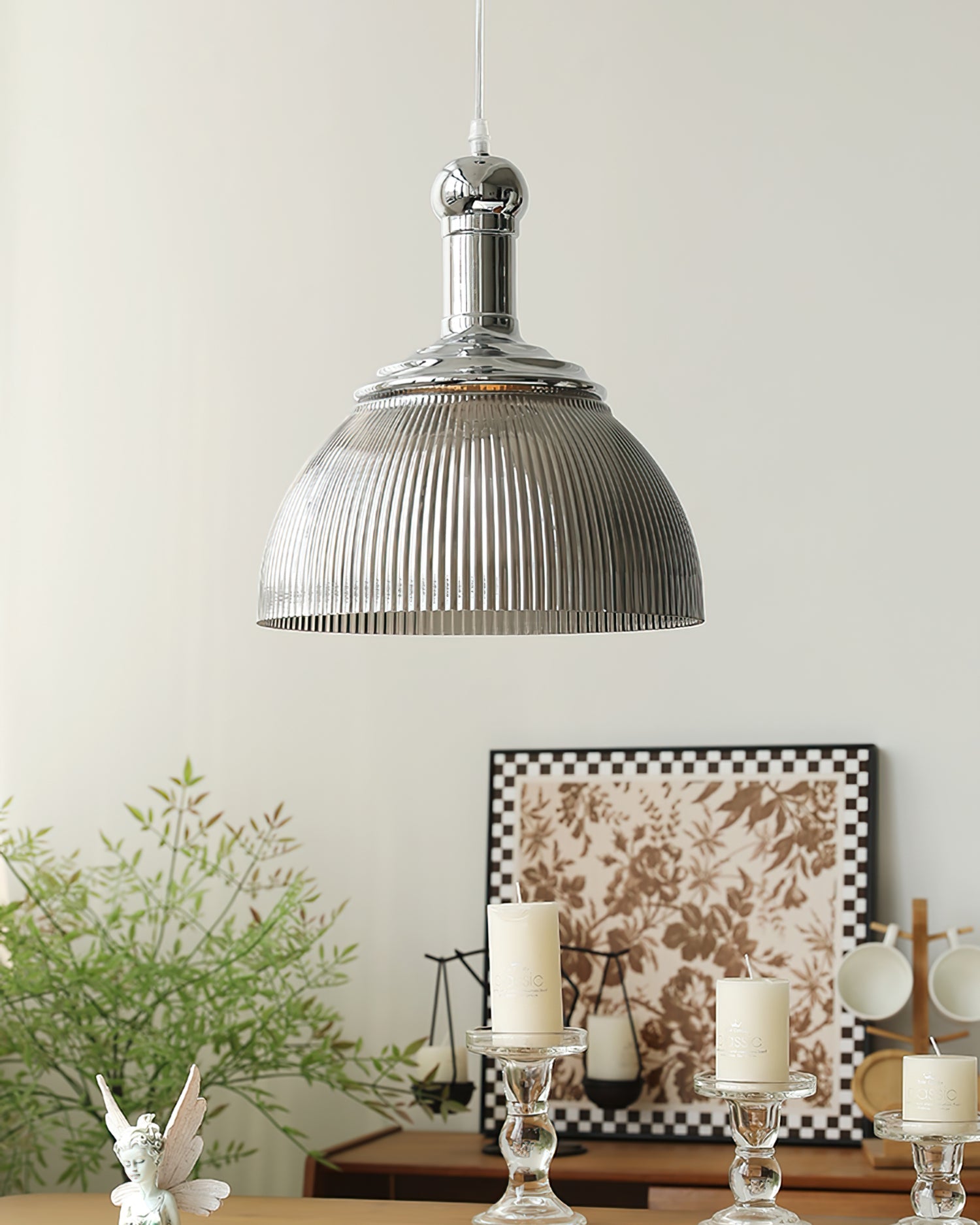 WINTHROP RIBBED METAL HANGING LANTERN