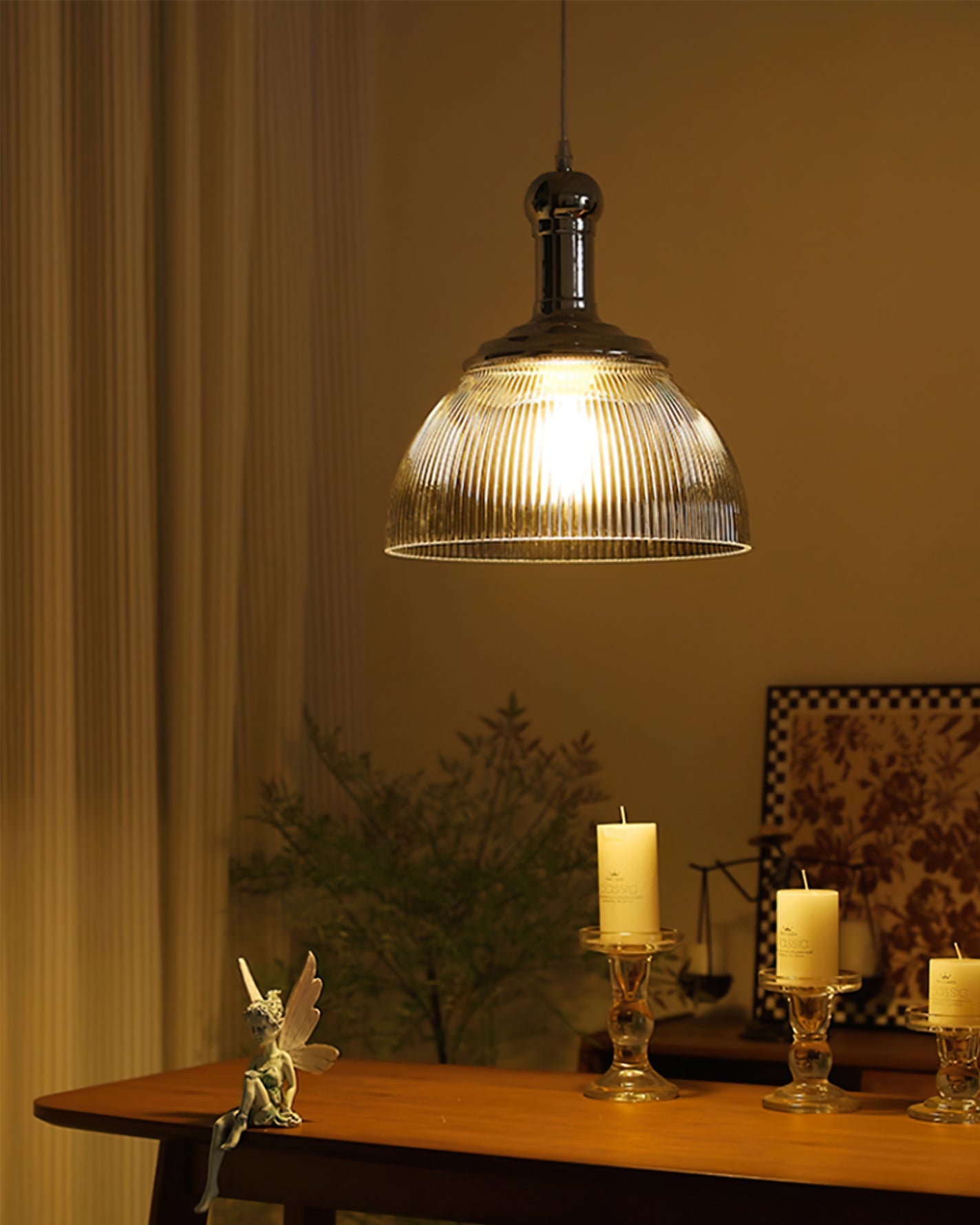 WINTHROP RIBBED METAL HANGING LANTERN