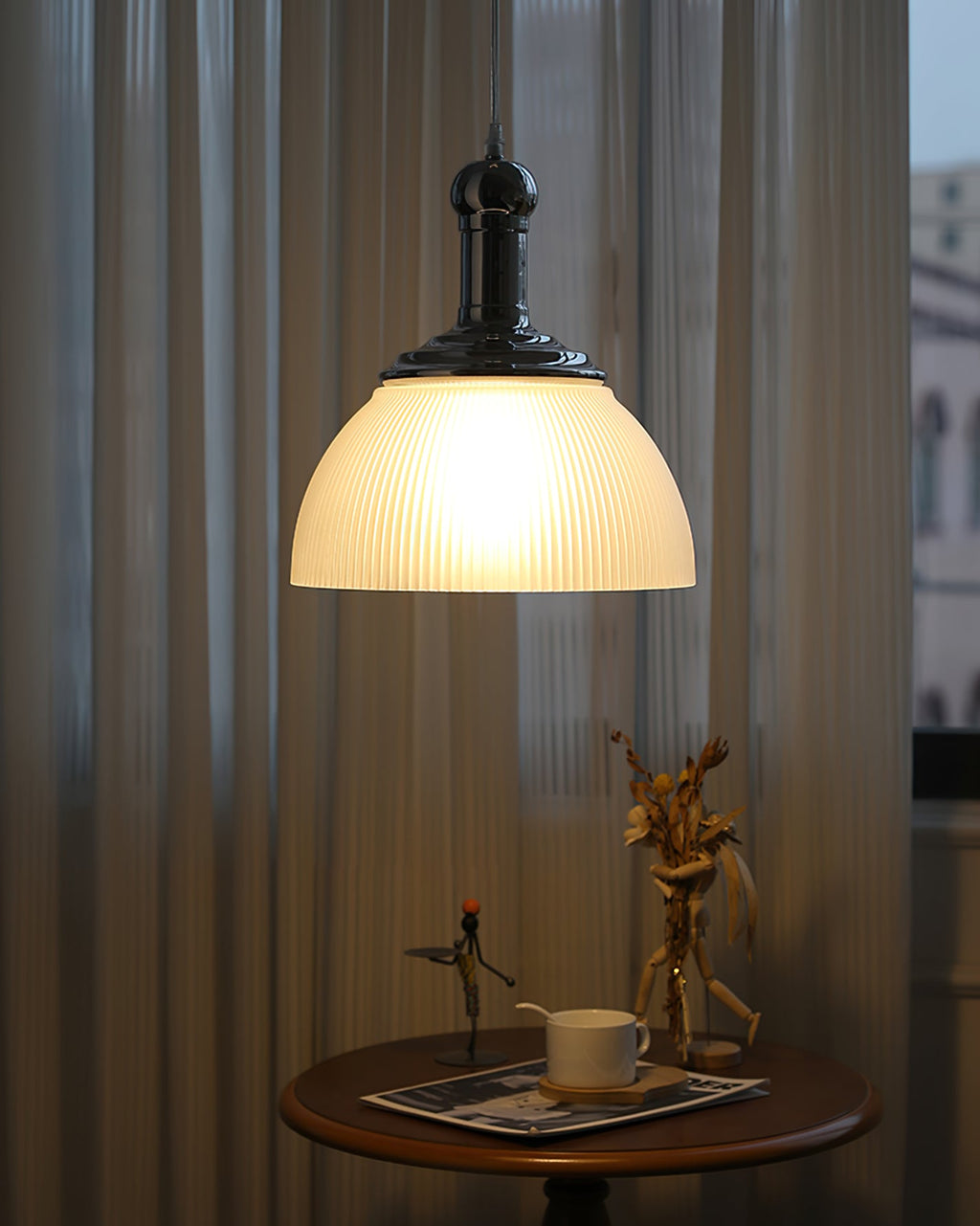 WINTHROP RIBBED METAL HANGING LANTERN
