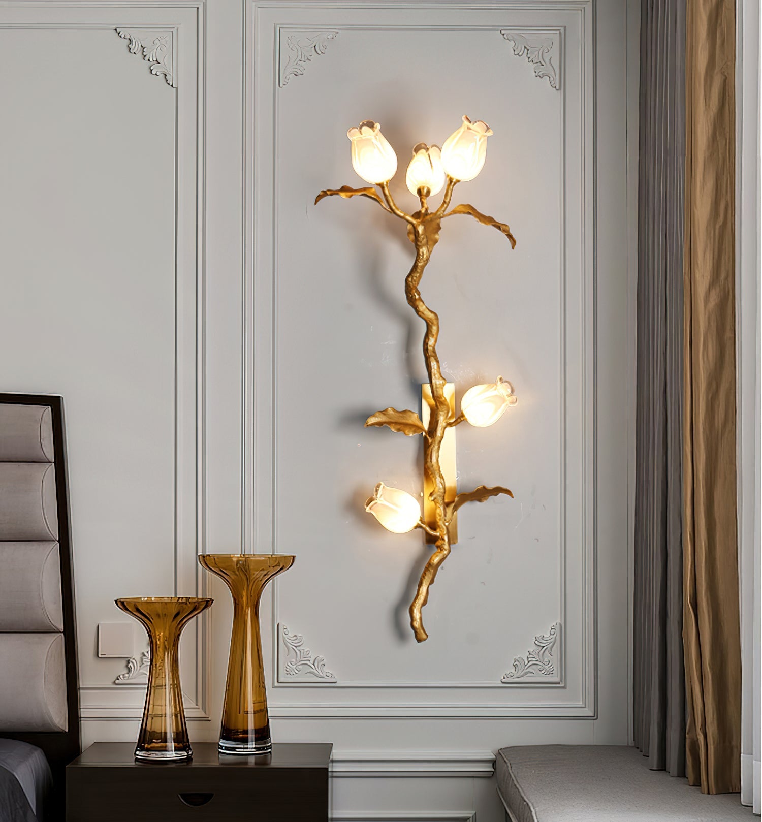CHISWICK ROSE-TINTED BRASS WALL SCONCE