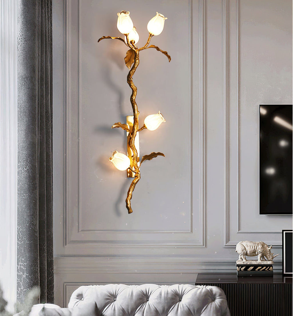 CHISWICK ROSE-TINTED BRASS WALL SCONCE