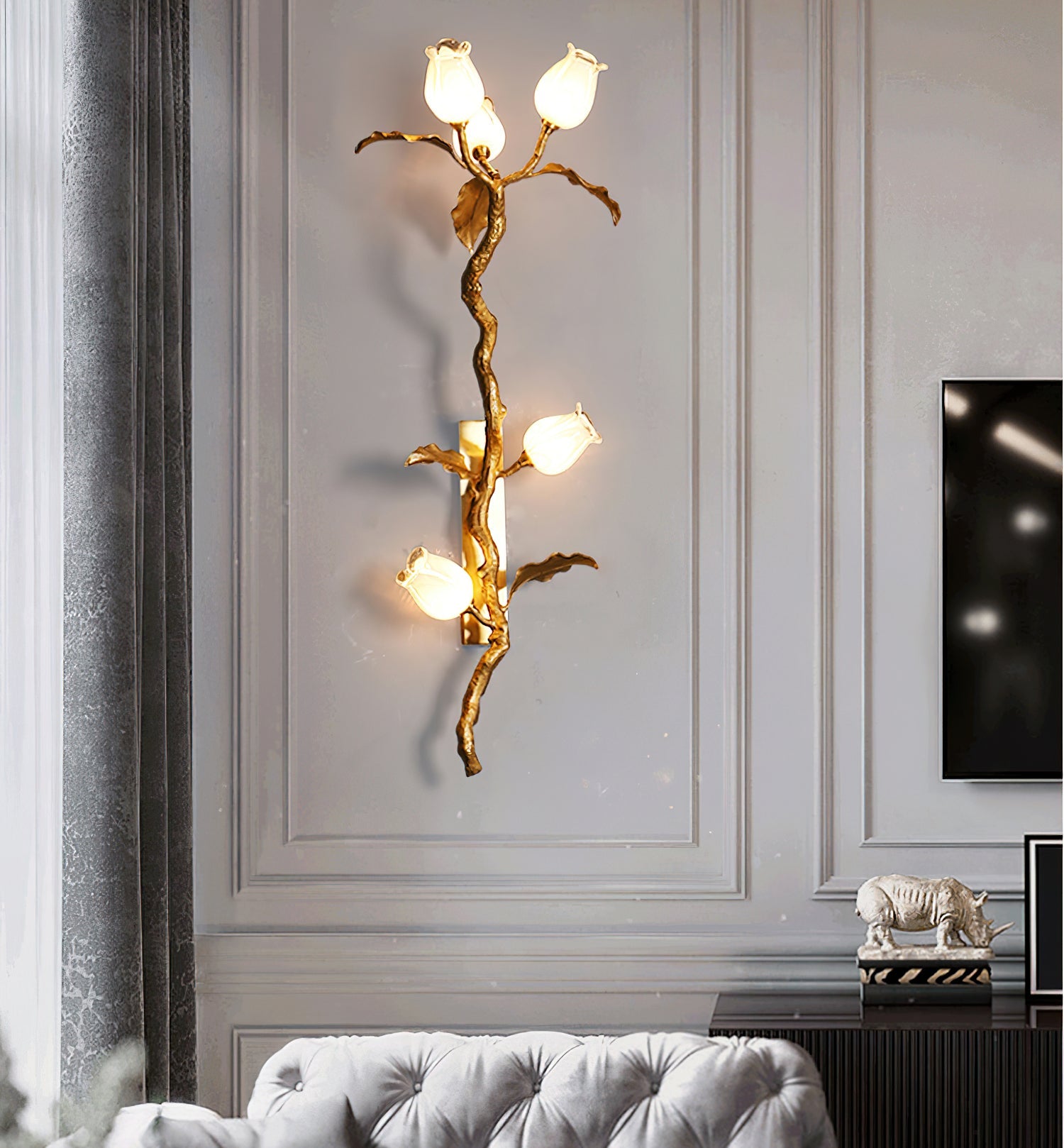 CHISWICK ROSE-TINTED BRASS WALL SCONCE