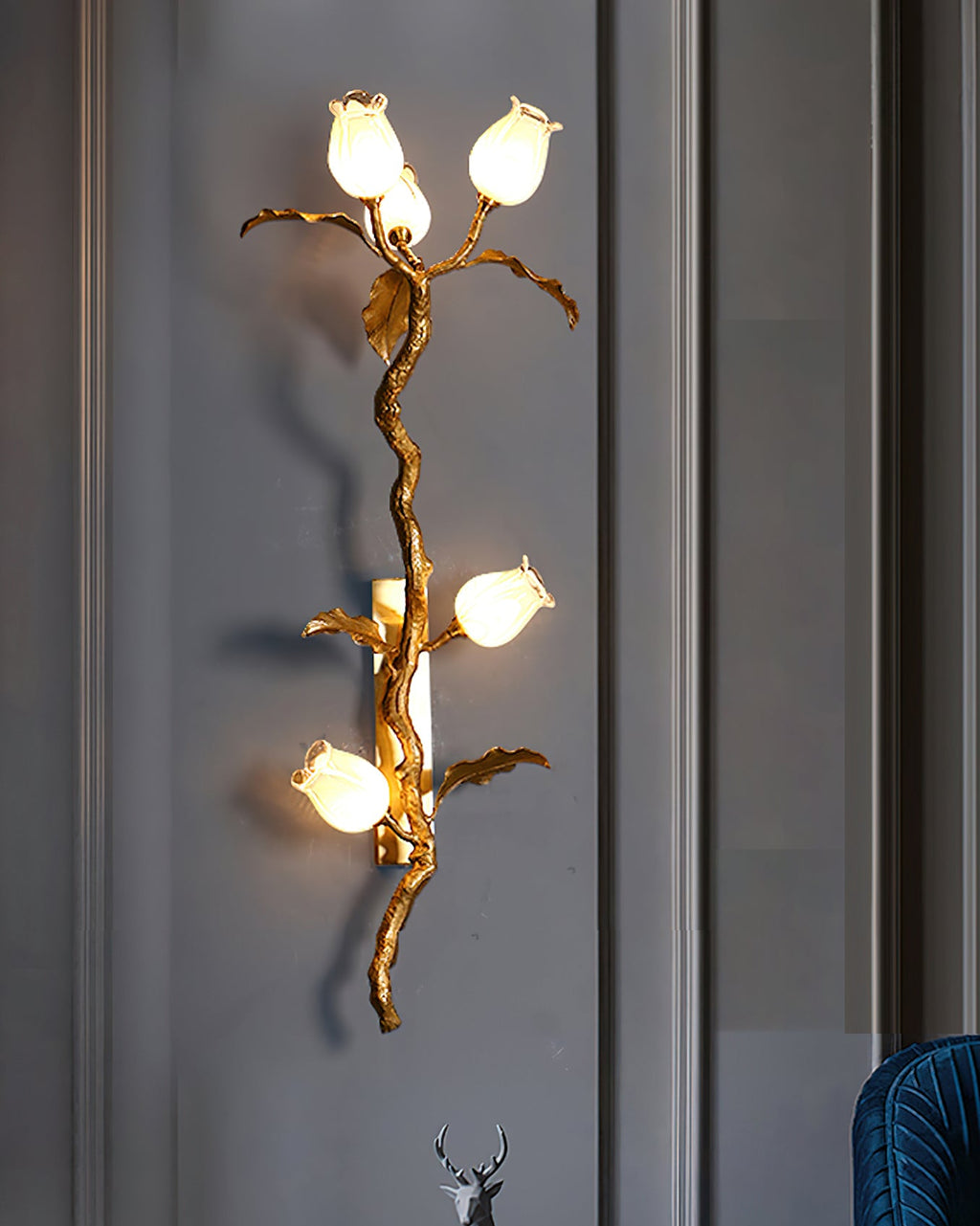 CHISWICK ROSE-TINTED BRASS WALL SCONCE