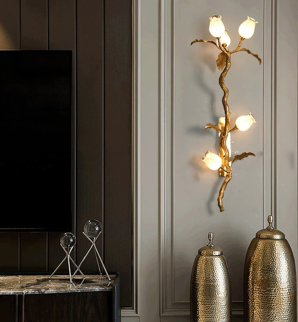 CHISWICK ROSE-TINTED BRASS WALL SCONCE