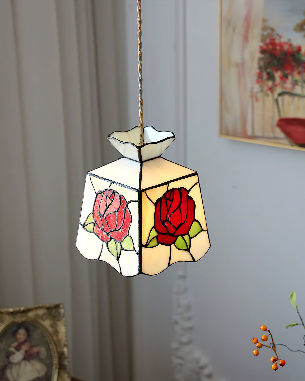 CHARLESTON ROSE-GLAZED HANGING LANTERN