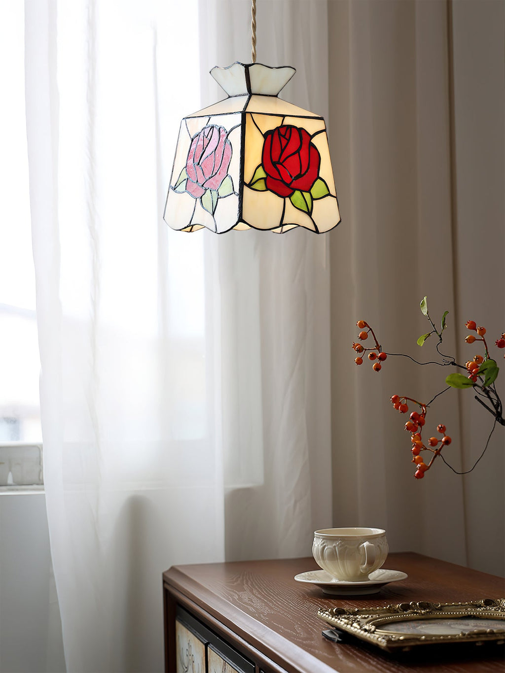 CHARLESTON ROSE-GLAZED HANGING LANTERN