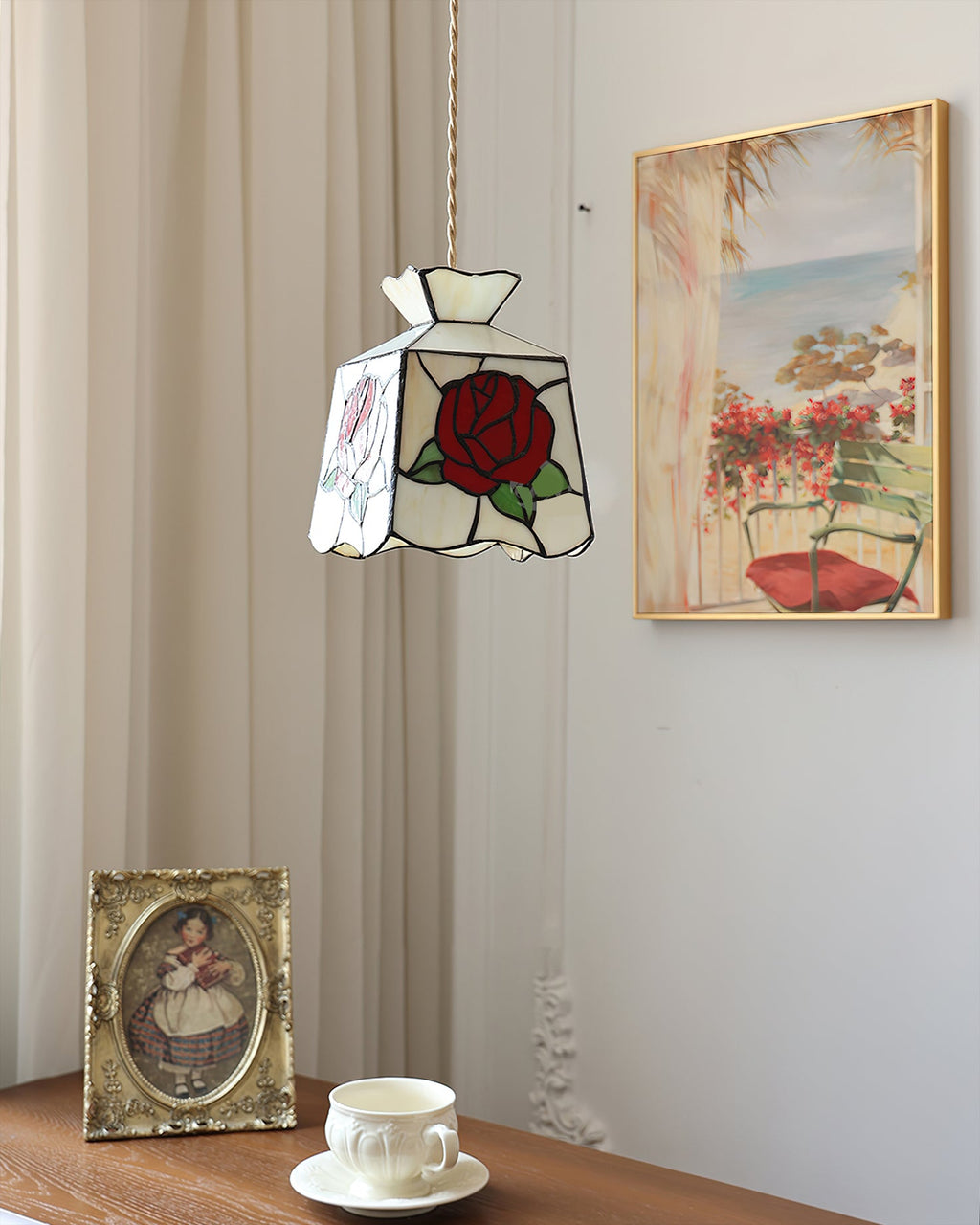 CHARLESTON ROSE-GLAZED HANGING LANTERN