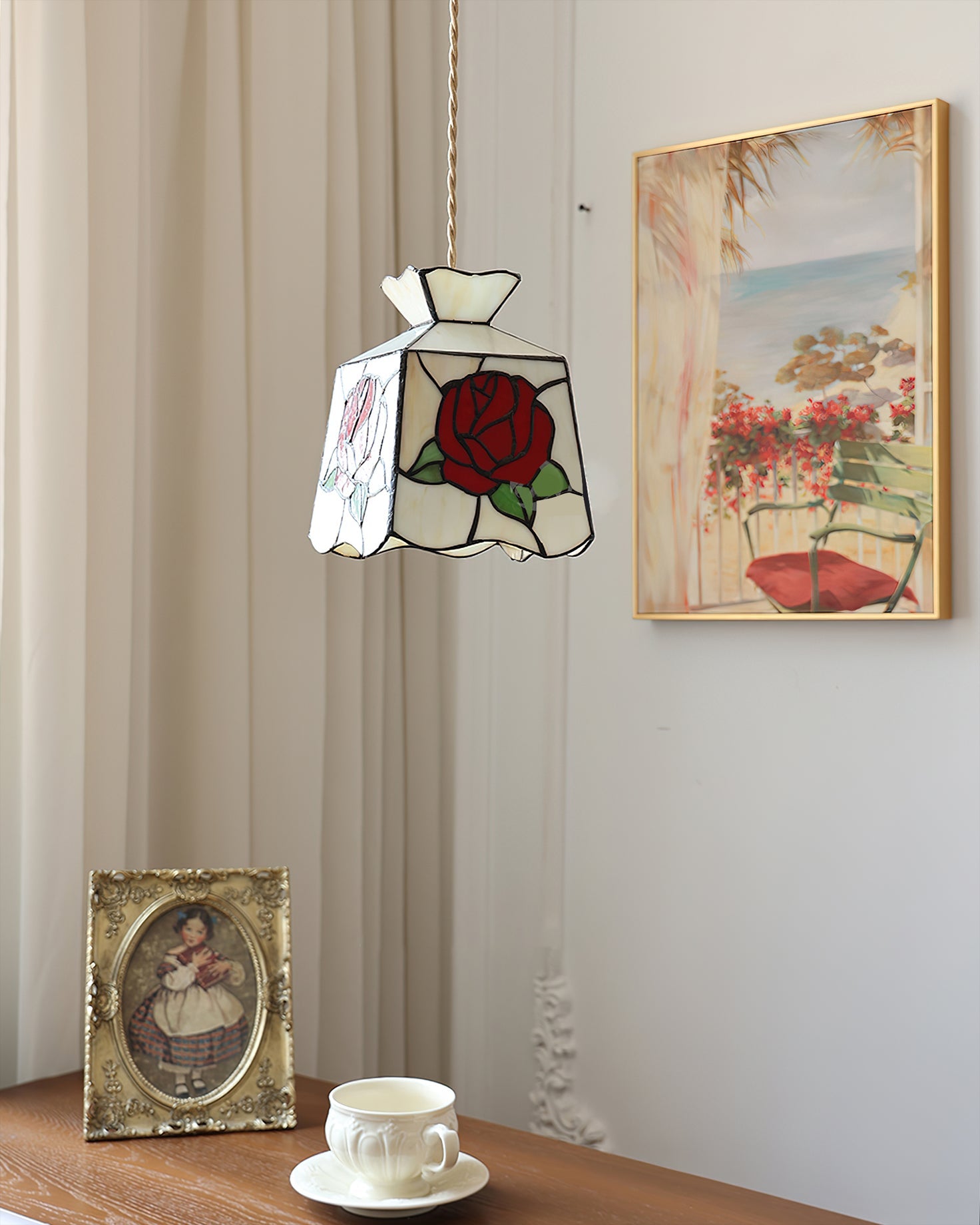 CHARLESTON ROSE-GLAZED HANGING LANTERN