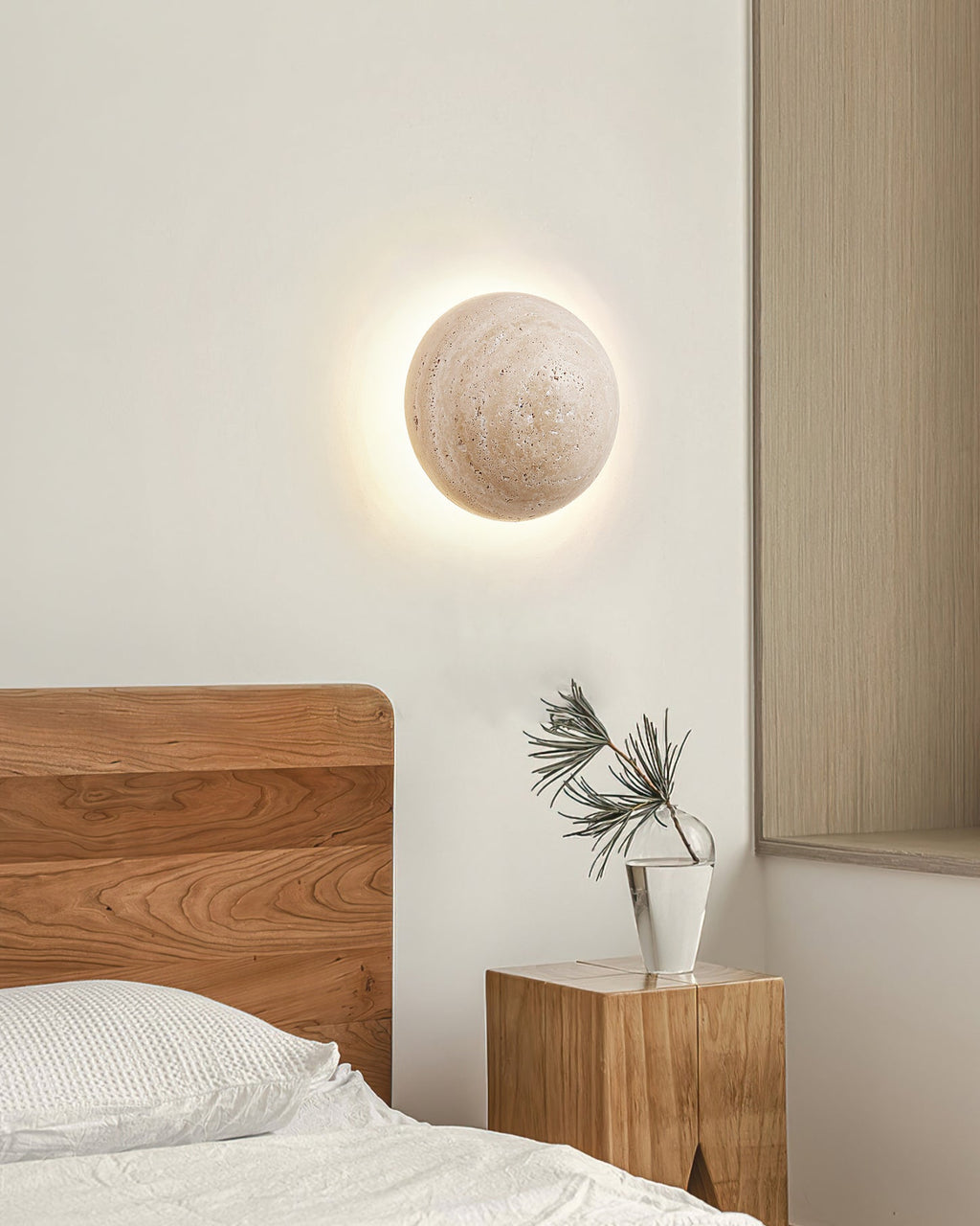 WINDSOR TRAVERTINE CIRCULAR WALL SCONCE