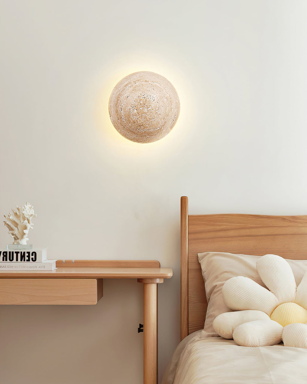 WINDSOR TRAVERTINE CIRCULAR WALL SCONCE