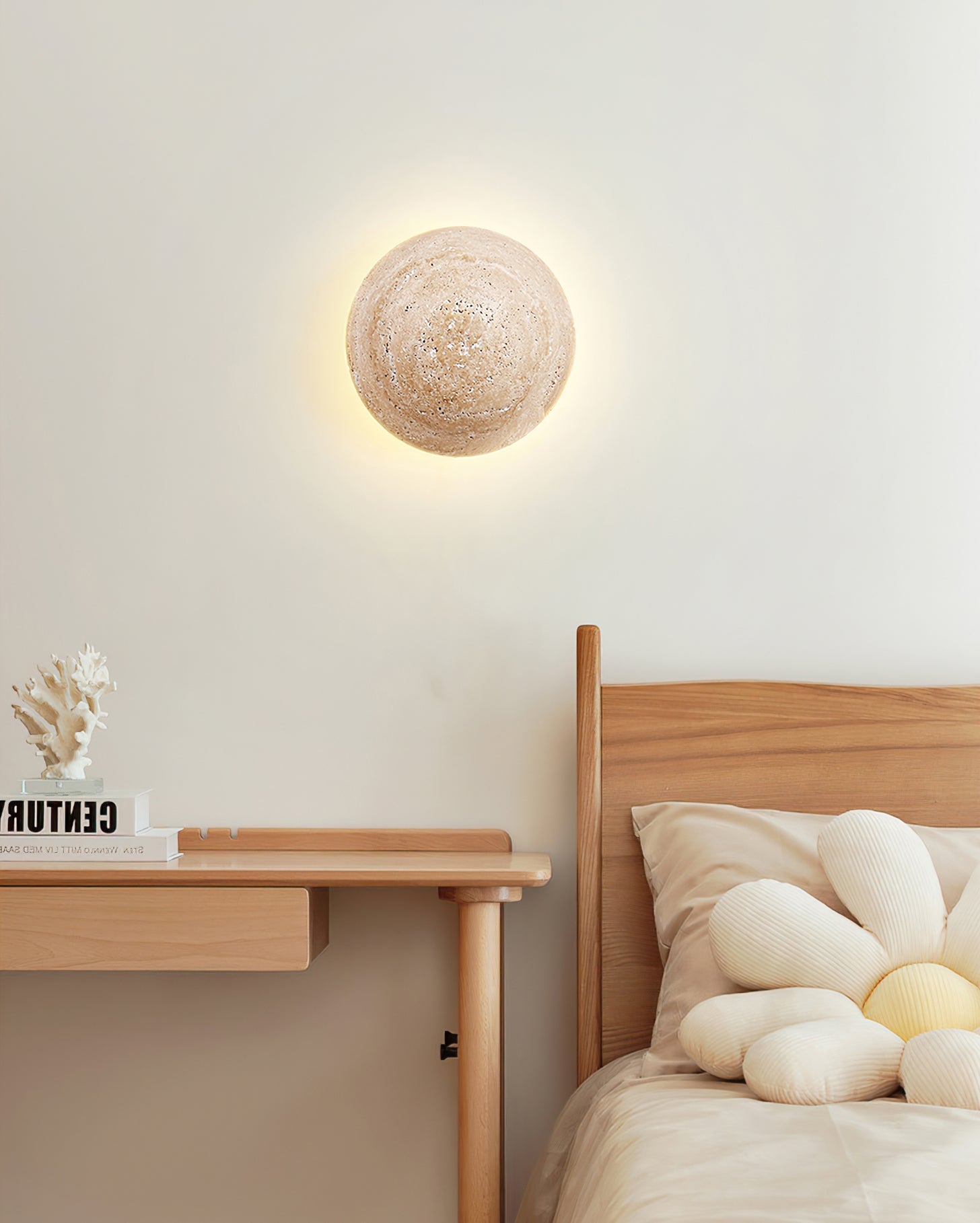 WINDSOR TRAVERTINE CIRCULAR WALL SCONCE